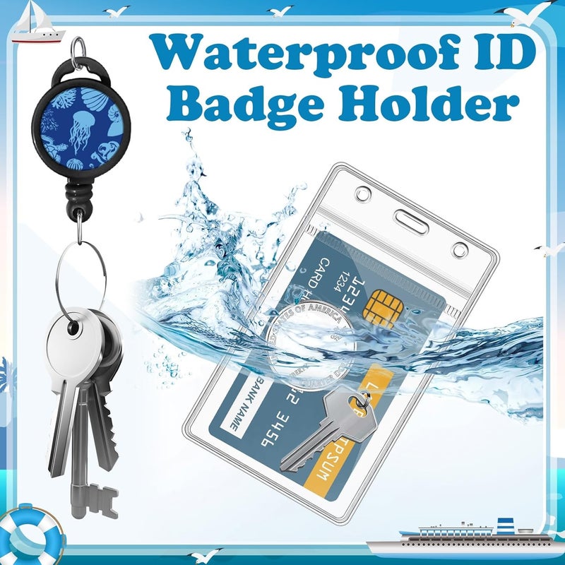 HONSIO 4 Pack Cruise Lanyard for Ship Cards Lanyards with Retractable Badge Reels and Waterproof ID Badge Holder, Ocean Creature 2026 Cruise Essentials Accessories - Image 4
